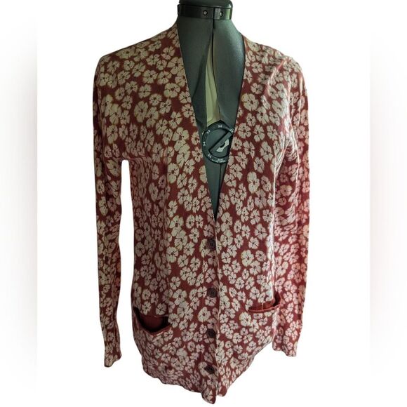 Marc By Marc Jacobs Brown Floral Print Cardigan Sweater Long Size XS Designer - Picture 10 of 10